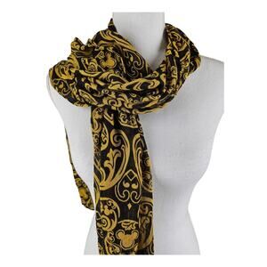 DISNEY PARKS RARE MICKEY SCARF – GOLD & BLACK – 100% RAYON – PARKS EXCLUSIVE